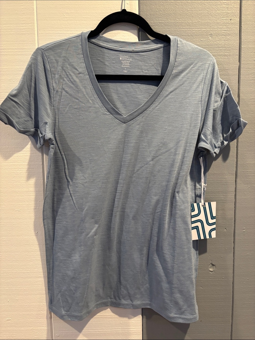Market & Spruce Sky Blue V-Neck Short Sleeve Tee